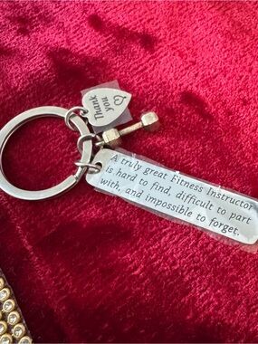 Fitness Instructor Keychain with Dumbbell Charm - Silver Personal Trainer Gift